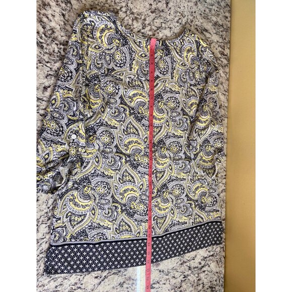 Croft Barrow Womens Medium Top Paisley 3/4 Sleeves Split Neck Retro - Picture 9 of 10